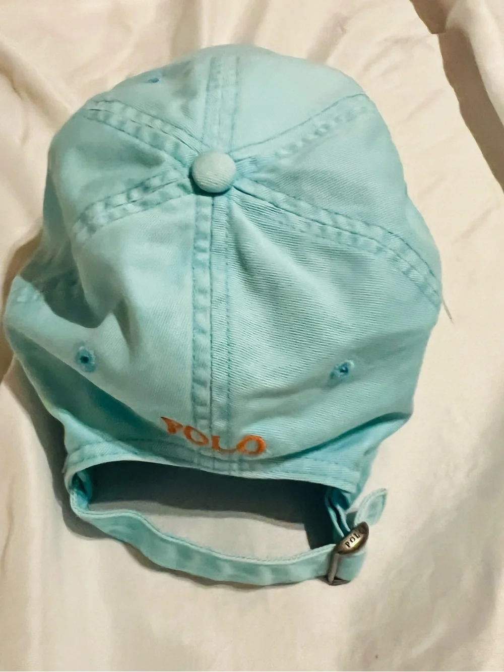 VTG Ralph Lauren  Aqua Baseball Cap with Orange Polo Limited Edition
